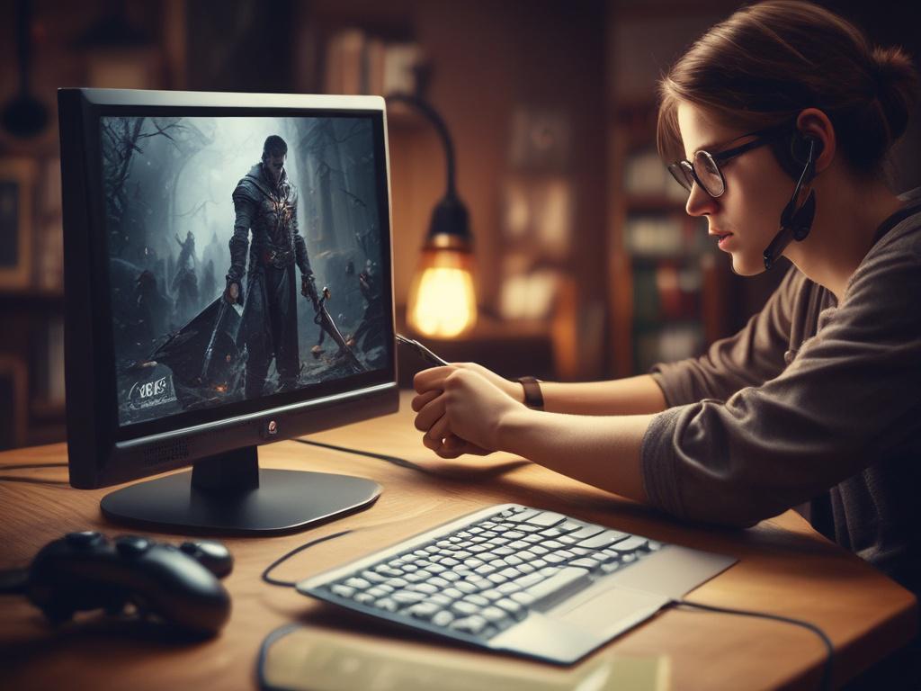 Here are some keywords in English that can help generate an image reflecting the blog title "Nowości w świecie gier" (News in the World of Games):

1. Gaming news
2. Video games
3. Game releases
4. Gamers
5. Gaming console
6. Computer games
7. Indie games
8. Game trailers
9. E-sports
10. Game controller
11. Virtual reality
12. Fantasy worlds
13. Multiplayer
14. Gaming community
15. Digital gaming

These keywords can be used to create an engaging and relevant image for your blog.